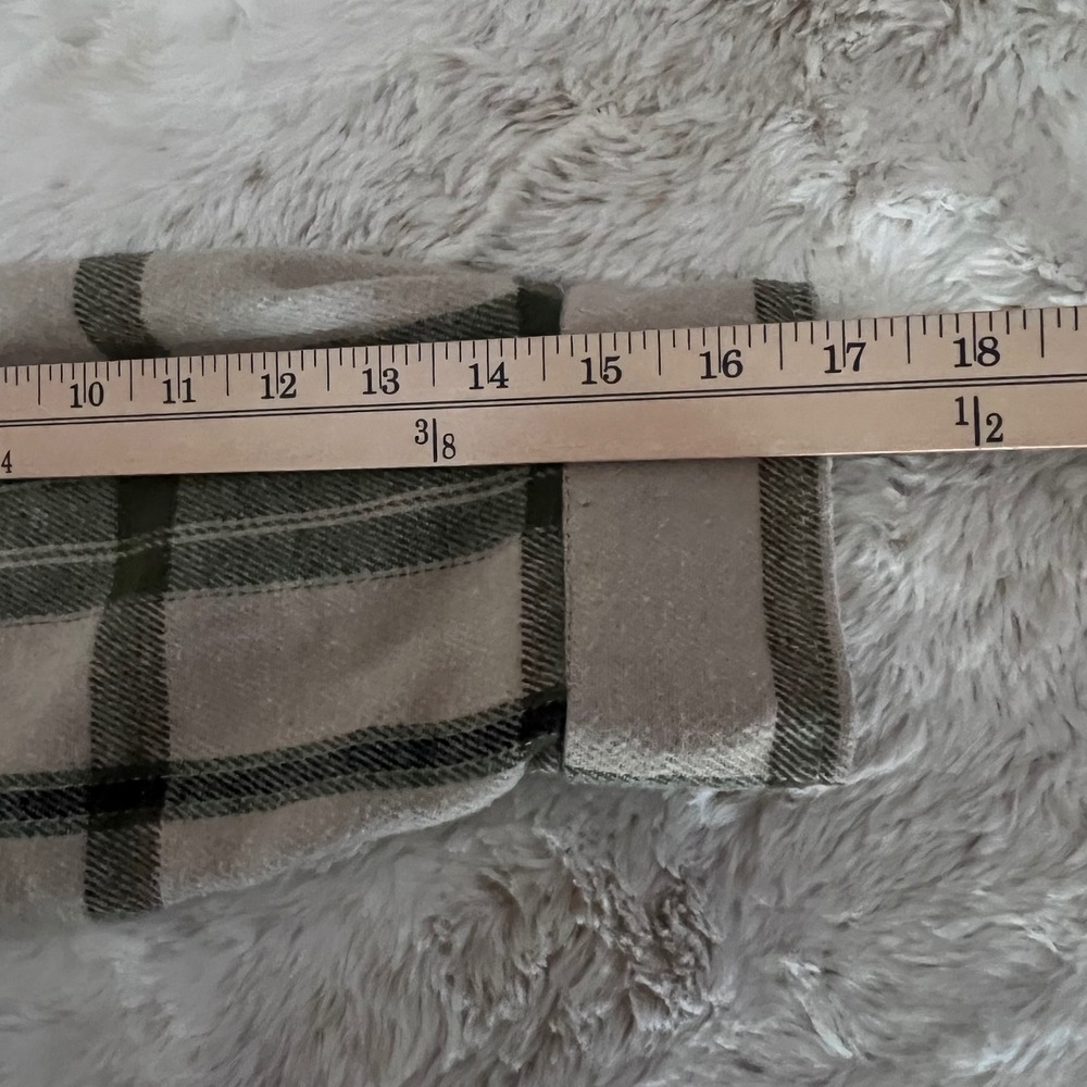 Ci Sono Womens L Plaid Cropped Flannel Shacket Shirt Jacket Oat & Olive Green - Picture 8 of 8